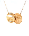 18K Rose Gold Mechanical Double Circle LUCKY LOVE U Diamond Necklace