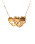 18K Rose Gold Mechanical Moveable Heart Cross Diamond Necklace