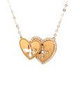 18K Rose Gold Mechanical Moveable Heart Cross Diamond Necklace