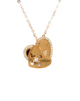 18K Rose Gold Mechanical Moveable Heart Cross Diamond Necklace