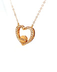 18K Rose Gold Mechanical Heart Circle Diamond Necklace