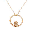 18K Rose Gold Mechanical Open Double Circle Full Diamond Necklace