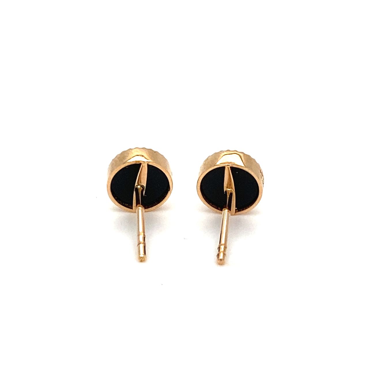 18K Rose Gold Baby Mini Cross Onyx Earrings