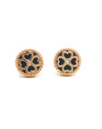 18K Rose Gold Baby Mini Clover Onyx Earrings