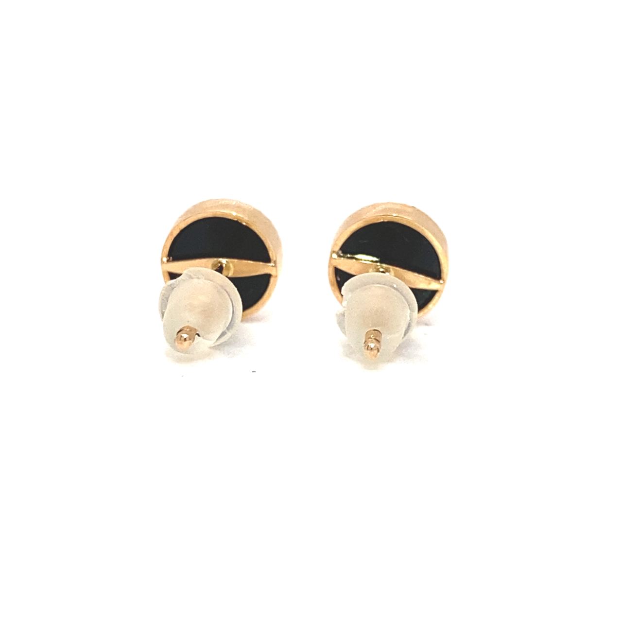 18K Rose Gold Baby Mini Clover Onyx Earrings