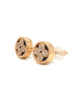 18K Rose Gold Baby Mini Brilliant Clover Onyx Diamond Earrings