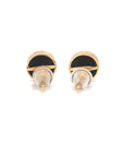 18K Rose Gold Baby Mini Brilliant Clover Onyx Diamond Earrings