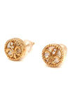 18K Rose Gold Baby Mini Royal Flower Mother Of Pearl Earrings