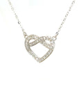 18K White Gold Crossover Heart Full Diamond Necklace