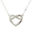 18K White Gold Crossover Heart Full Diamond Necklace