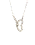 18K White Gold Double Heart Full Diamond Necklace