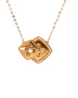 18K Rose Gold Mechanical Moveable Square Cross Diamond Necklace