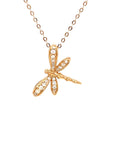 18K Rose Gold Class Dragonfly Diamond Necklace