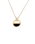 18K Rose Gold Half Onyx Round Diamond Necklace