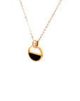 18K Rose Gold Half Onyx Round Diamond Necklace
