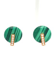 18K Rose Gold Wheel Malachite Diamond Earrings