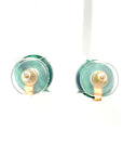 18K Rose Gold Wheel Malachite Diamond Earrings