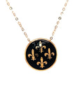 18K Rose Gold European Quarter Crest Black Enamel Necklace