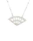 18K White Gold Ancient Fan Diamond Necklace