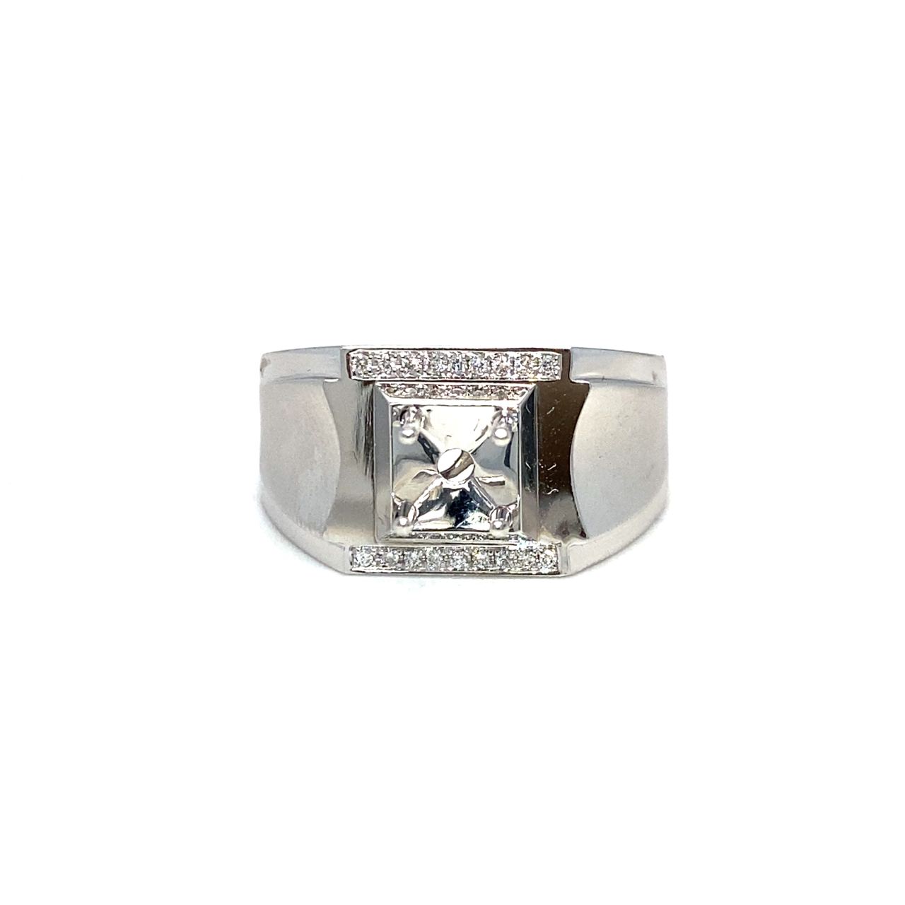 18K White Gold Diamond Men's Ring Setting
