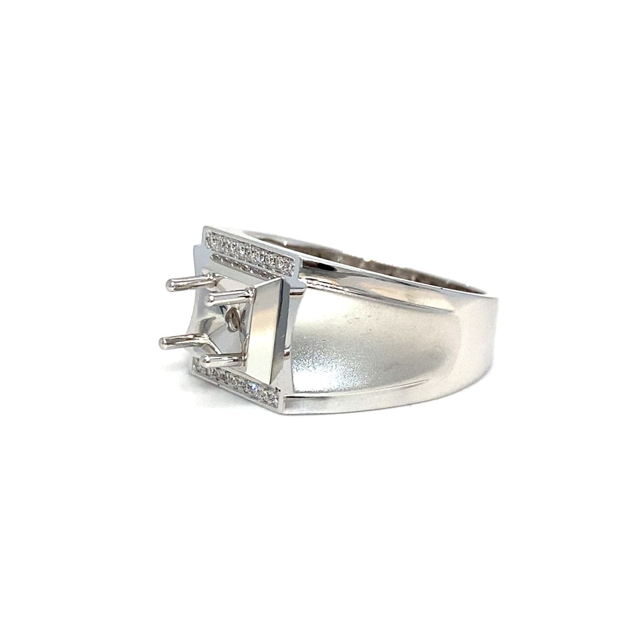 18K White Gold Diamond Men's Ring Setting