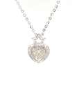 18K White Gold Crown Heart Dancing Stone Diamond Necklace
