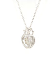 18K White Gold Crown Heart Dancing Stone Diamond Necklace