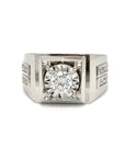18K White Gold Diamond Men's Ring
