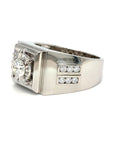 18K White Gold Diamond Men's Ring