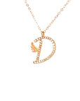 18K Rose Gold Stylish Wings Alphabet D Full Diamond Necklace