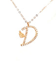 18K Rose Gold Stylish Wings Alphabet D Full Diamond Necklace