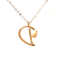 18K Rose Gold Stylish Wings Alphabet D Full Diamond Necklace