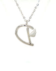 18K White Gold Stylish Wings Alphabet D Full Diamond Necklace