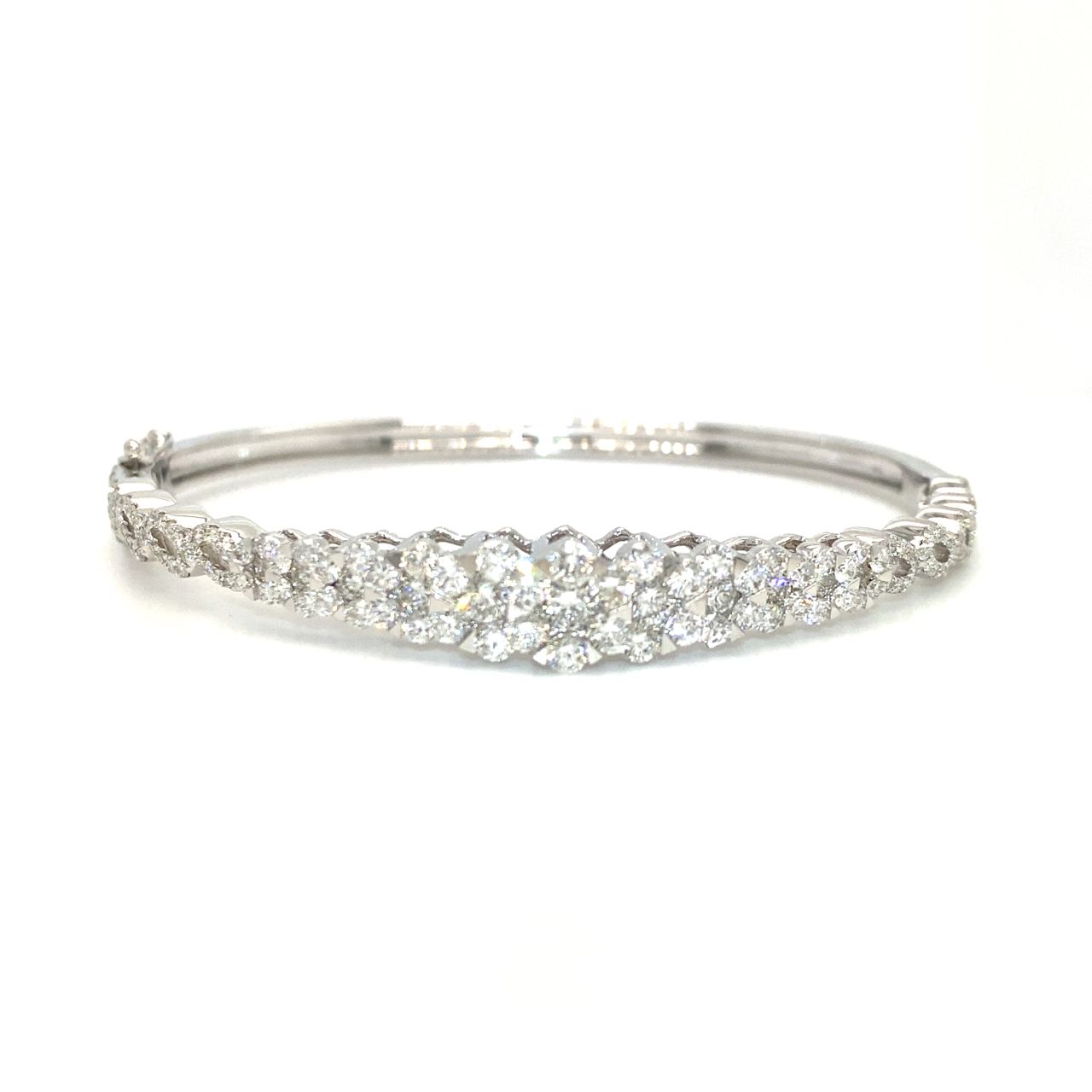 18K White Gold Max Glam Flower Cluster Diamond Bangle
