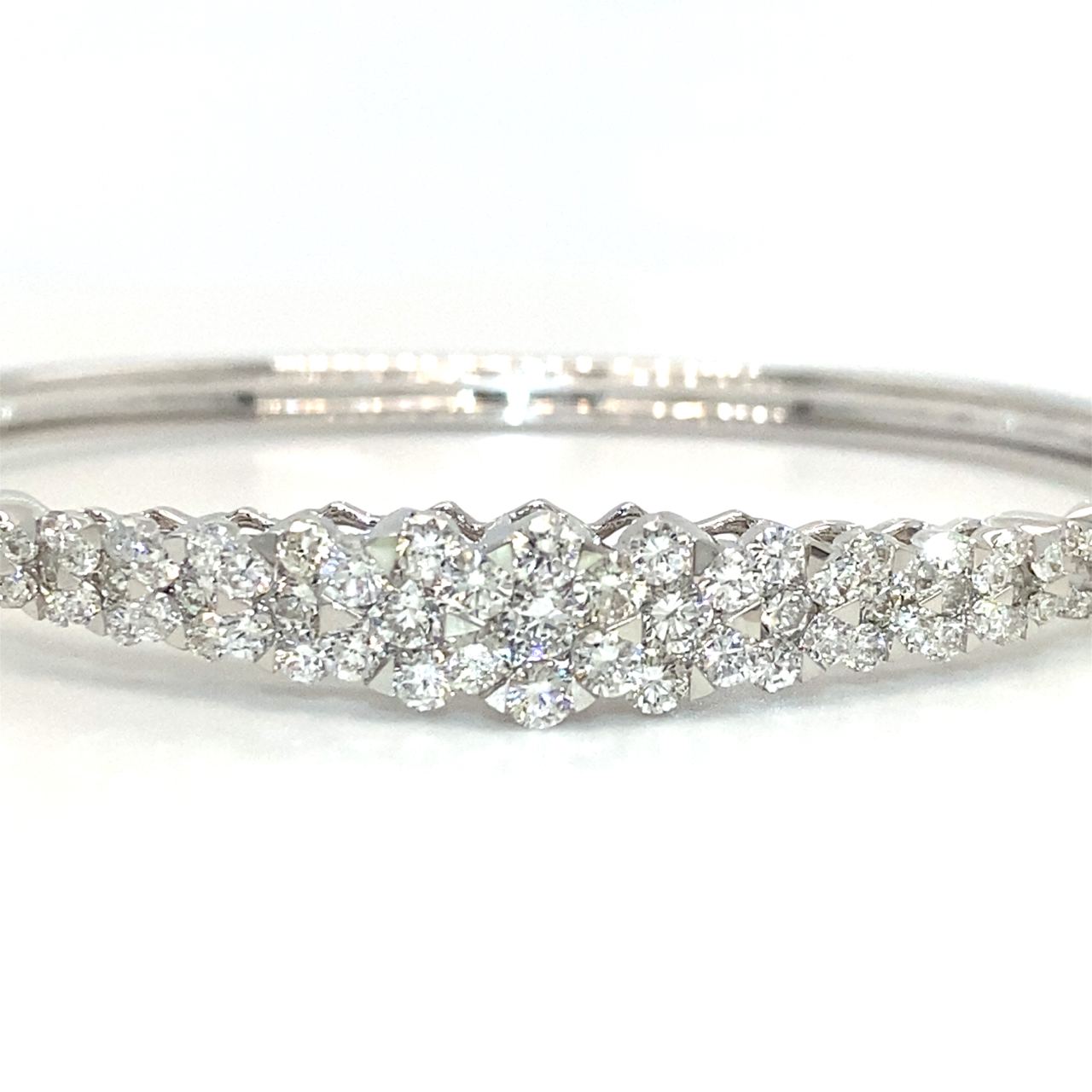 18K White Gold Max Glam Flower Cluster Diamond Bangle