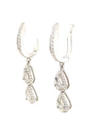 18K White Gold Illusion Double Dot Pearl Drop Dangle Earrings
