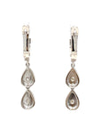 18K White Gold Illusion Double Dot Pearl Drop Dangle Earrings