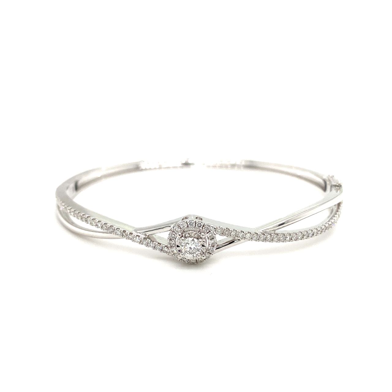 18K White Gold Diamond Bangle
