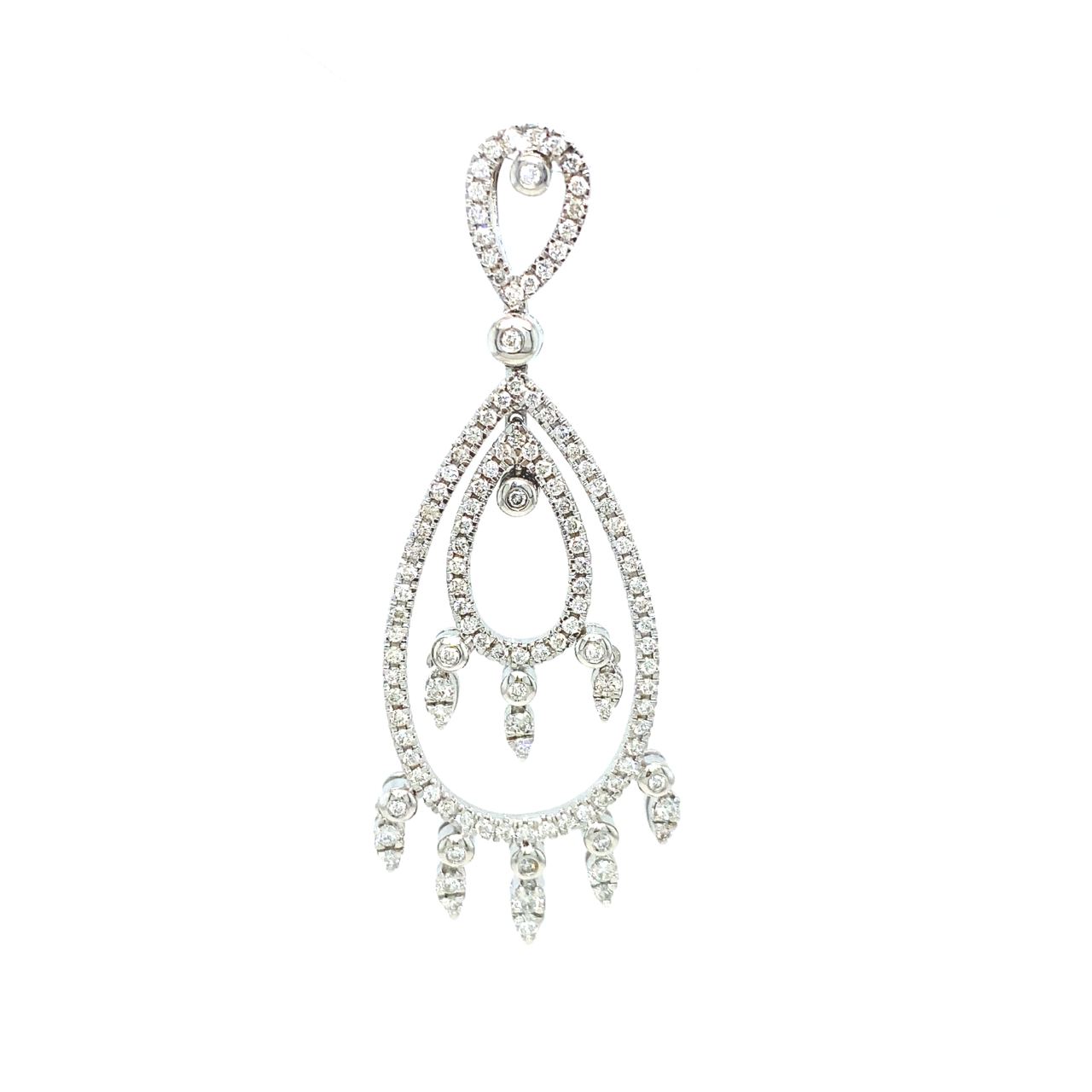 DP9652-Z	18K White Gold Double Drop Holo Enthic Diamond Pendant