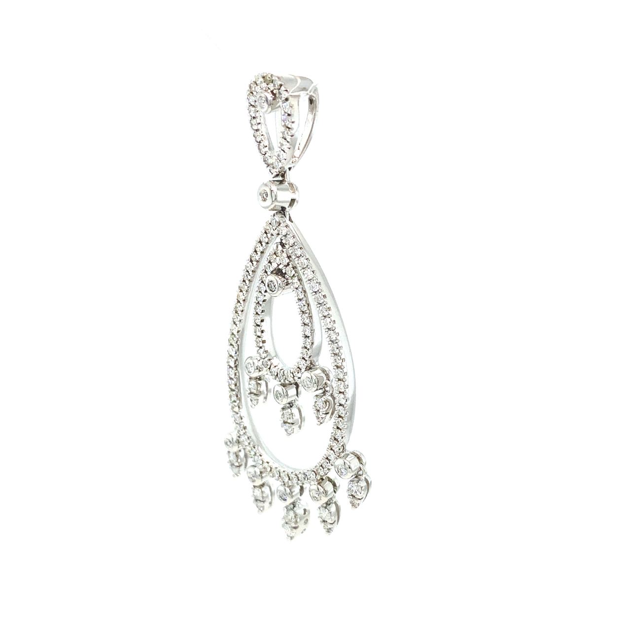 DP9652-Z	18K White Gold Double Drop Holo Enthic Diamond Pendant