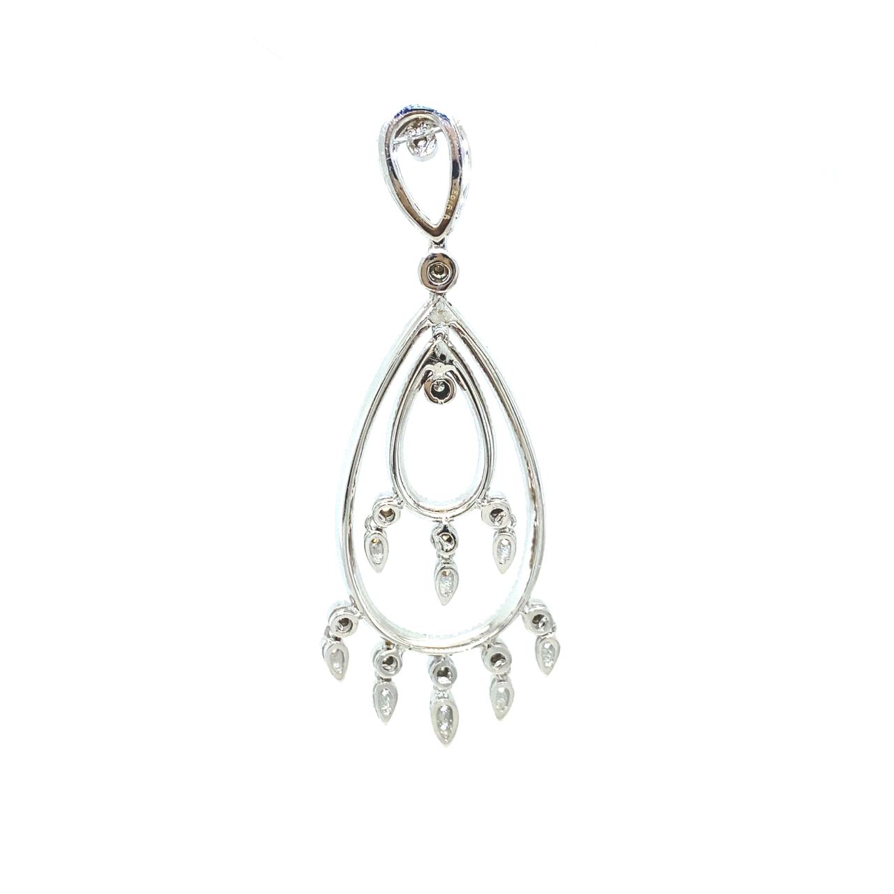 DP9652-Z	18K White Gold Double Drop Holo Enthic Diamond Pendant