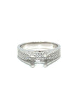 18K White Gold Flat Setting Pave Diamond Ring Mounting