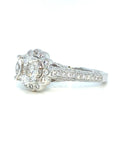 18K White Gold Cathedral Triple Layer Full Pave Lotus Cluster Diamond Ring