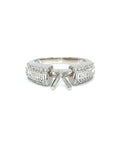 18K White Gold Baguette Side Prongs Diamond Ring Mounting