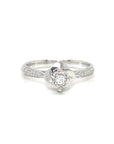 18K White Gold Mini Bud Flower Illusion Diamond Ring
