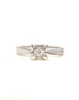 18K White Gold Plain Illu Stop Diamond Ring