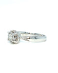 18K White Gold Snap Cushion Illu Top Set Diamond Ring