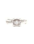 18K White Gold Up Down Pave Cushion Diamond Ring
