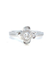 18K White Gold Bud Flower Illusion Diamond Ring