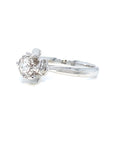18K White Gold Bud Flower Illusion Diamond Ring